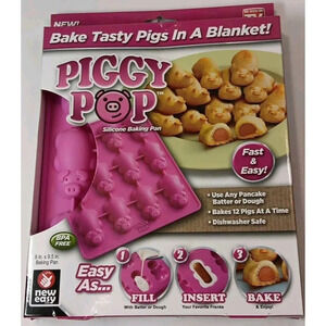 New PIGGY POP Silicone Baking Pan Bakes 12 Pigs As Seen On TV BPA Free